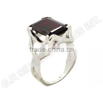 sterling silver 925 garnet gemstone wholesale rings,handmade design gemstone silver rings jewellery