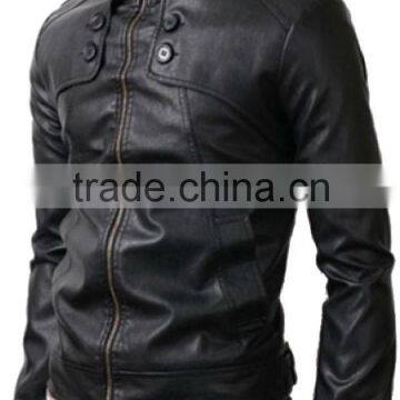 MENS SLIMFIT BIKER GENUINE LEATHER JACKET BLACK COLOUR