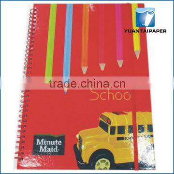 Stationary hardcover spiral notebooks with elastic band