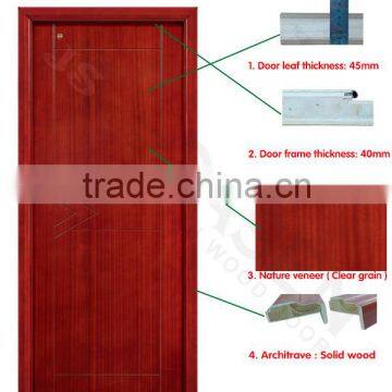 Solid Wood Interior Outdood Hard Wood Cherry Plain Wood Bathroom Door photo-2
