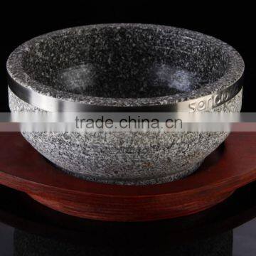 Granite portable stone bowl with side kitchen cookware                        
                                                Quality Choice