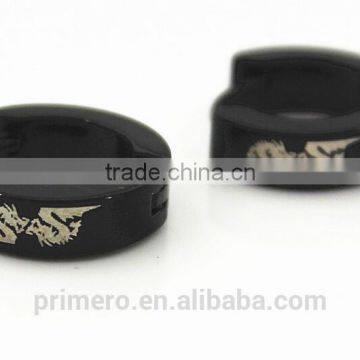 2016 Men's Titanium Dragon Pattern Hoop Earrings Cute Stainless Steel Black Jewelry photo-6