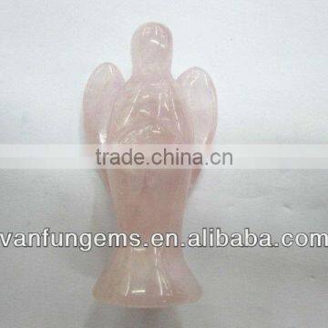 Light Pink Color Natural Crystal Carving Angle