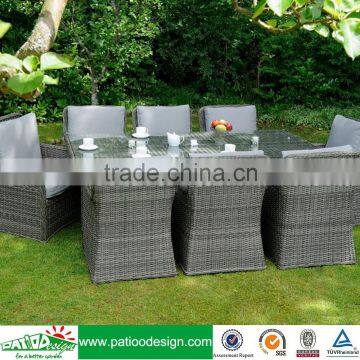 Garden round shape synthetic rattan 8 seaters grey wickers dining set