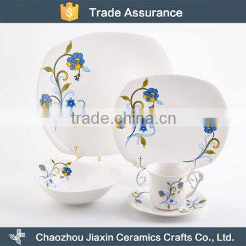 Eco-friendly modern decal bone china country style dinnerware set