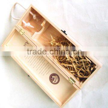 wooden wine box with holder