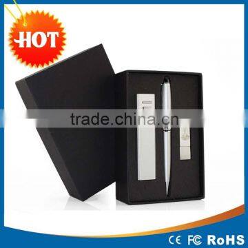 Customize Black power bank pen drive screen touch pen as Business Promotional Gift Kit
