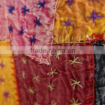 Handmade Patchwork Bedspread, Patchwork with Hand Embroidery, Multicolor Cotton Bedcover, Cotton Quilt, Bedroom Decor,