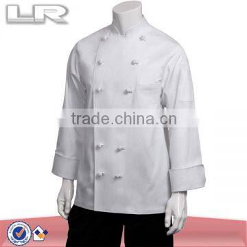 White Long Sleeve Buttons Chef Coat