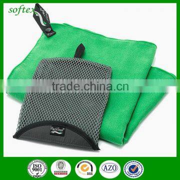 Microfiber gym towel with pocket with mesh bag