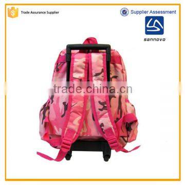 China Wholesale Customized Fashion Pink 14'' School Backpack With Wheels photo-4