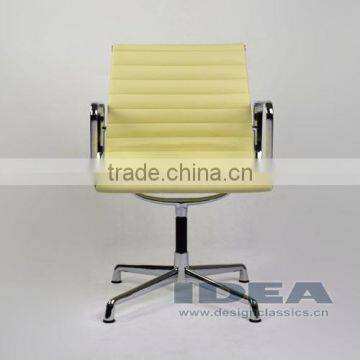 Replica Charles Low Back Ribbed Meeting Chair - Cream White Color Genuine Leather photo-2