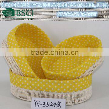 paper fabric oval bread basket with cloth liner