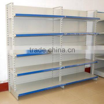 Double side white color supermarket metal disply rack shelf