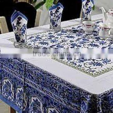 hand block print table covers with POm Pom Manufactures