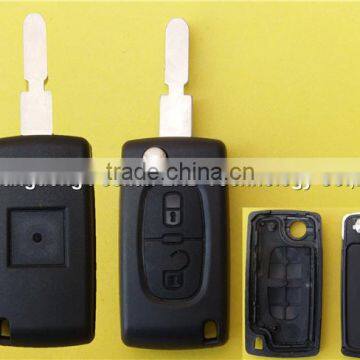 Auto folding flip 2 button remote key blank shell case for Peugeot 406 wholesale