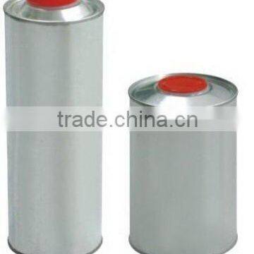 round tin can with plastic mouth