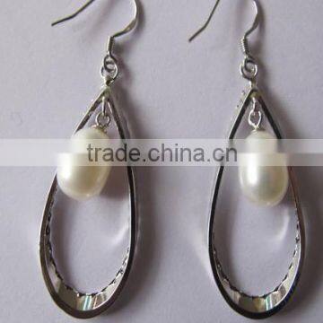 925 Sterling silver jewelry Pearl drop earrings for women-dangle earring with fresh water pearl drop-solid silver earring hook