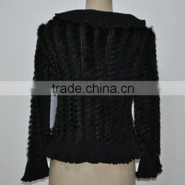 women fashion knitted real rabbit fur shawl LK16F010