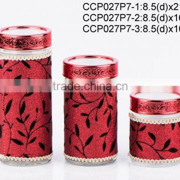 CP027P5 Round Glass Jar With Leather Coating photo-3
