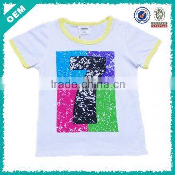 Custom 100 combed cotton printed pattern o neck free size boys kids t shirts