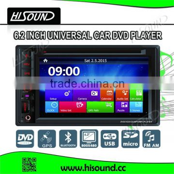 hot selling and 6.2'' 2 din with GPS/ BT car stereo dvd cassette player