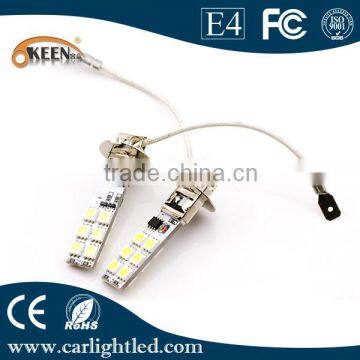 White/Amber/Blue/Red/Green 5050 LED 12 SMD H3 Car LED 12V Fog Lamp Lights Bulbs