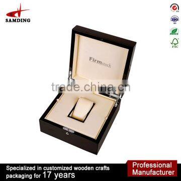 Black Custom Print Mens Wooden Watch Box Packing Gift Box