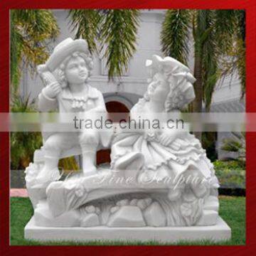 Garden Life-size Children White Marble Statue