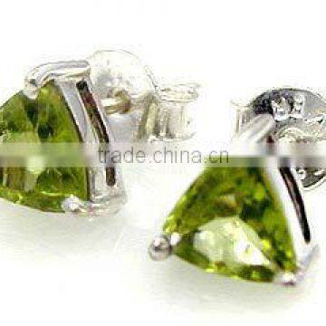 925 Sterling Silver Earrings,Genuine Peridot silver jewelry Wholesale