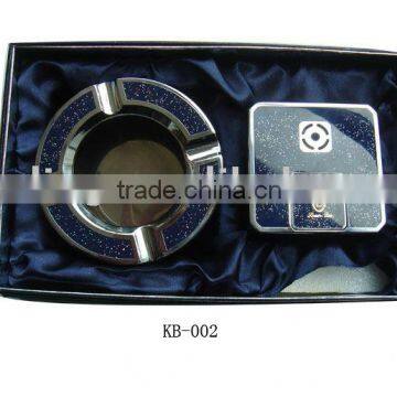 metal gift set lighter and ashtray with great quality