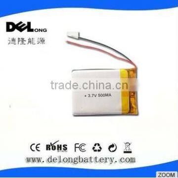 PL503040 OEM factory price 3.7v 500mah rechargeable lipo battery/lithium li-ion battery/polymer battery made in china