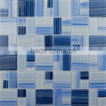 Blue Color Artistic Glass Mosaic Sheet for Wall Decoration 4CDS333