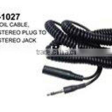 AUDIO COIL CABLE,6.35MM STEREO PLUG TO 6.35MM STEREO JACK