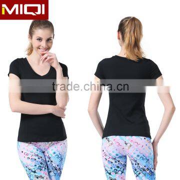 Hot Sale Custom Women Gym Wear Workout Clothing Body Fit Blank V Nect T Shirt With Great Stretch