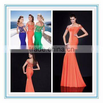 Latest design Sexy Royal blue Orange Big size Mermaid Long evening dress evening gown vestido de noche verde (YASA-812)