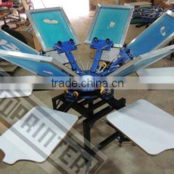 TM-R6 6-color Manual Rotary Fabric Printing Textile Screen Printer Machine