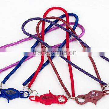 Promotional Casino Plastic Spiral Bungee Cord Lobster Claw Casino Bungee Coil Cord With Ring