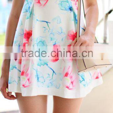 New Design Short Sleeve Dress in Mix Floral Korean Dresses New Fashion Lady Dress photo-4