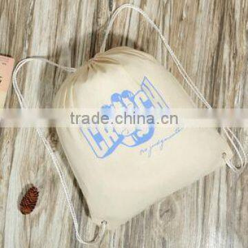 OEM cotton canvas drawstring backpack bag with custom logo