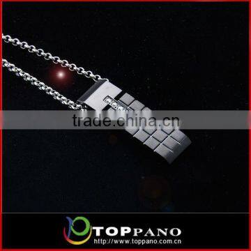 new design fashion men pendant necklace with long chain 316L stainless steel crystal pendant necklace