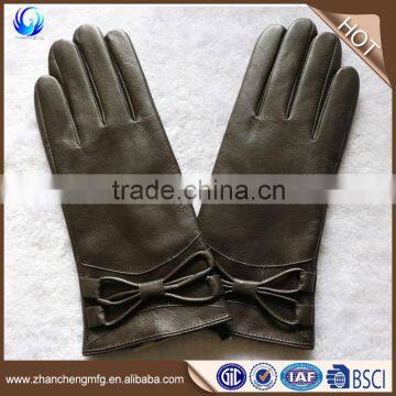 Top quality women winter goatskin C grade leather gloves for touch screen