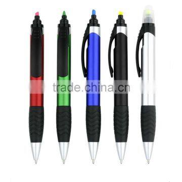 Metallic Barrel Highlighter With Ball Pen