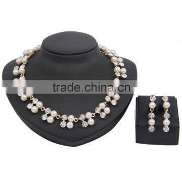 Fashion Simulated Pearl Jewelry Sets Women Pendant Necklace Earrings African Beads for Bridal Wedding