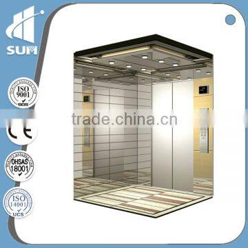 630KG machine roomless passenger elevator with mirro etching cabin