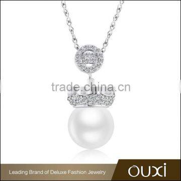 OUXI Fashion Gold cc Pearl Necklace Made With AAAA Zircon 11289-1 photo-2