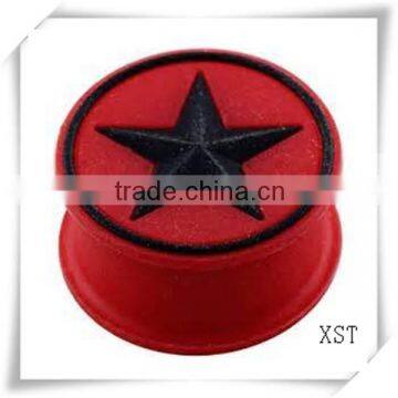 star style red silicone top sale plugs jewelry ear tunnel plugs logo flesh