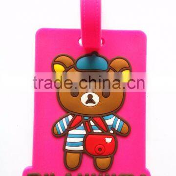 Cute Bear Letter Printing Soft Rubber Luggage Tag PVC Travel Shaped Bag Tag Wholesale