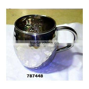 Copper Metal Hammered Nickel Beer Mug,Tankard With Brass Handle,Moscow Mule Mugs
