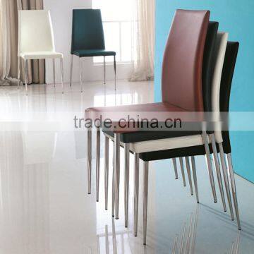 High back stainless steel legs top dining chair
